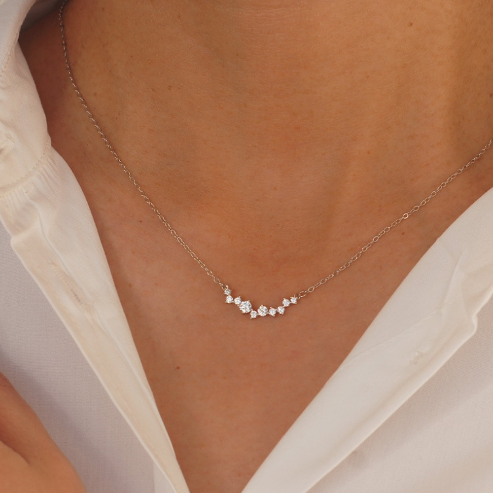 Diamond Smile Necklace - Delicate Diamond Necklace