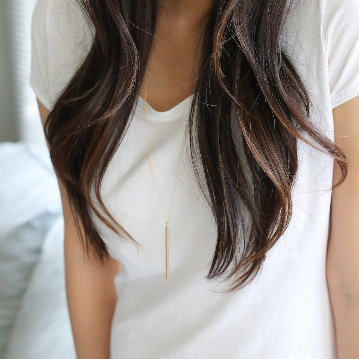 Stylish Bar Necklace - Vertical Bar Pendant