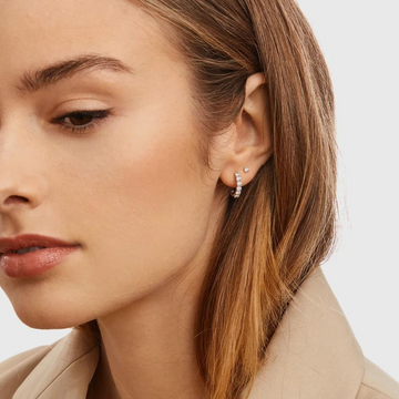 Zircon Hoop Earrings - Diamond Charm Hoops