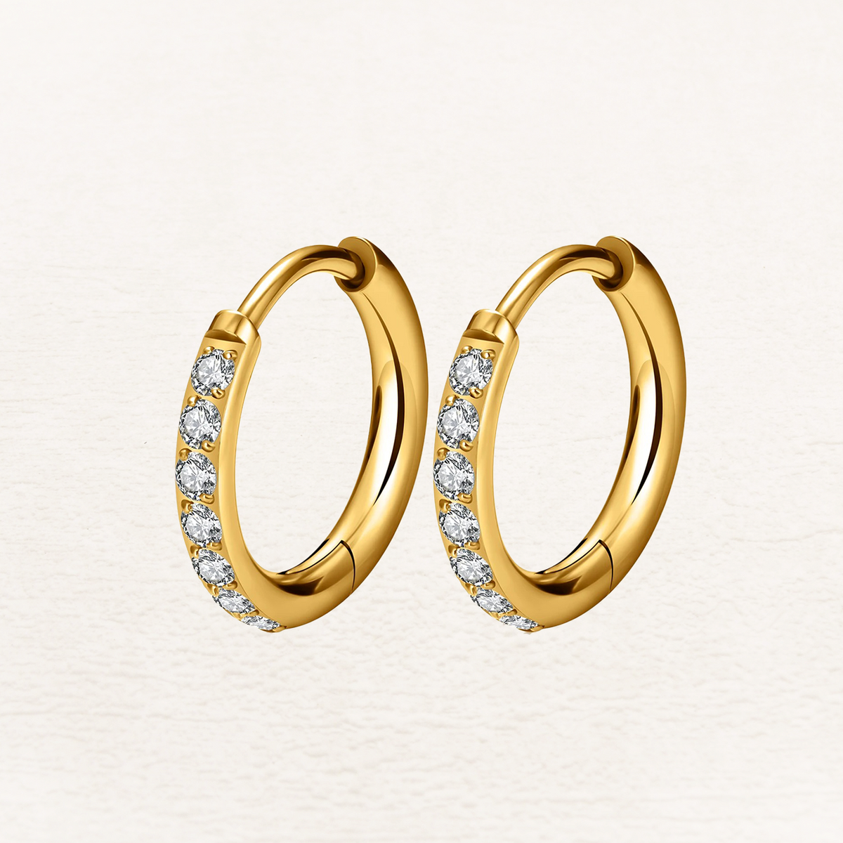 Jane – Huggie Hoops Featuring Zirconia in Gold