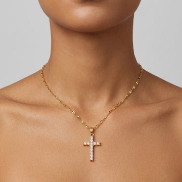Noah – Gold-Plated Necklace with Zirconia Cross