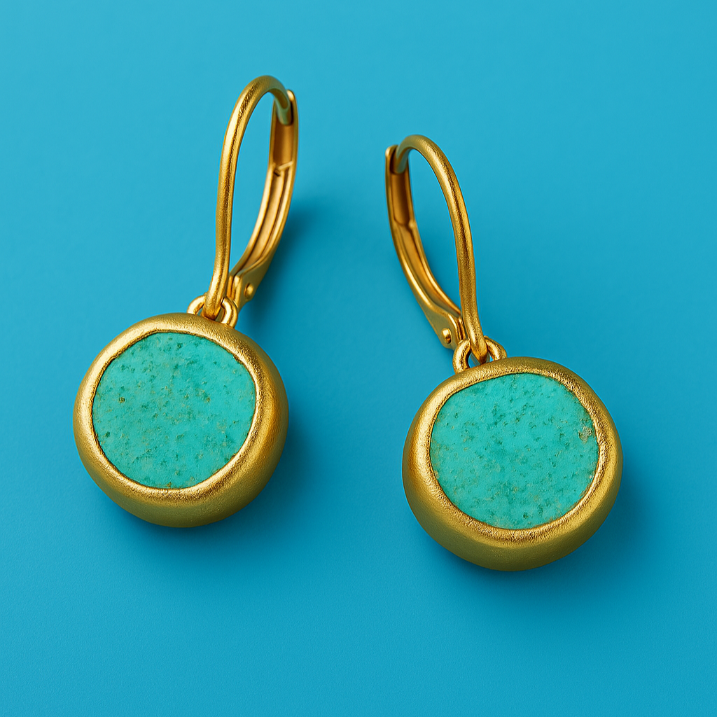 Maia – Golden Earrings Featuring Turquoise Stone