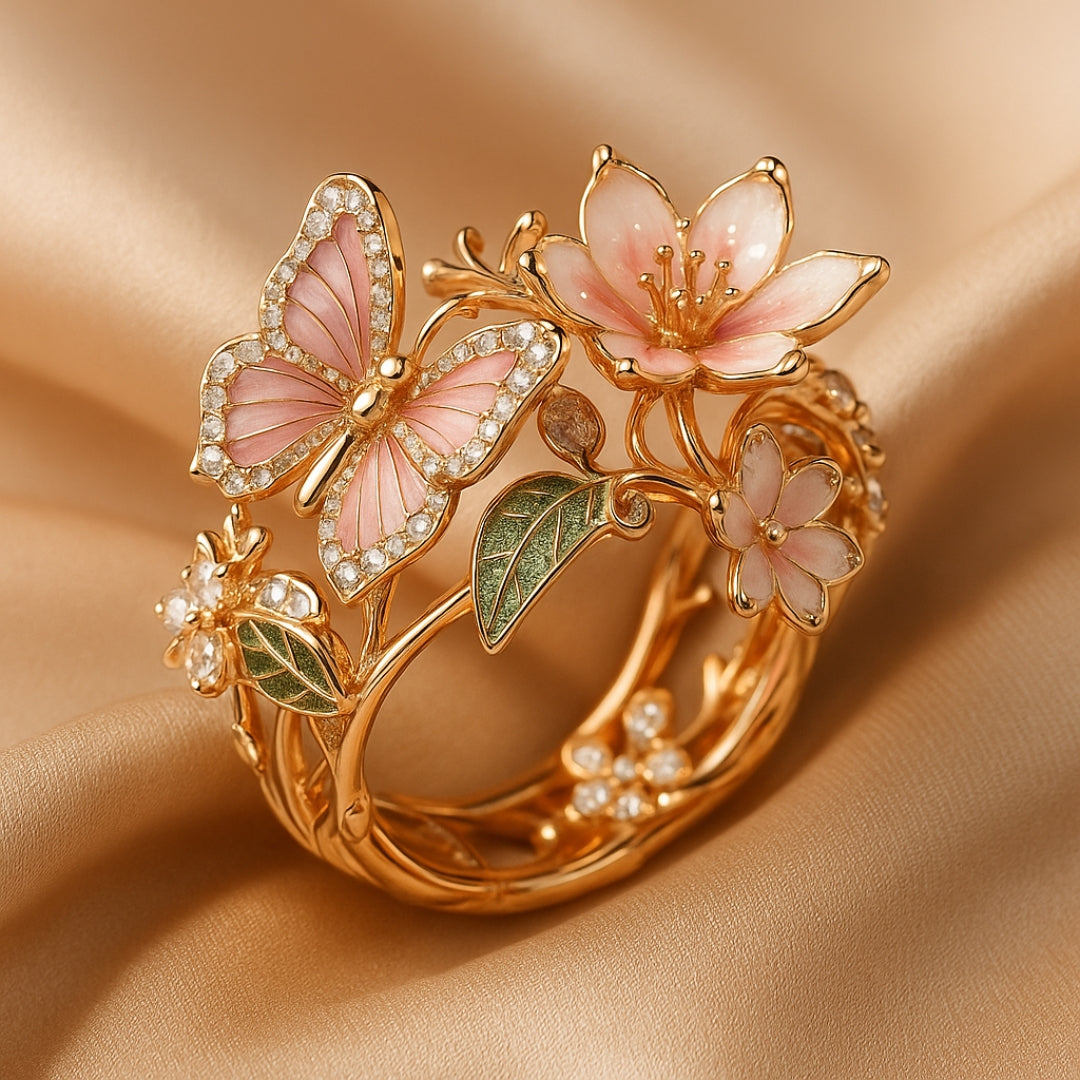 Meliora – Glittering Butterfly Ring featuring Zircon