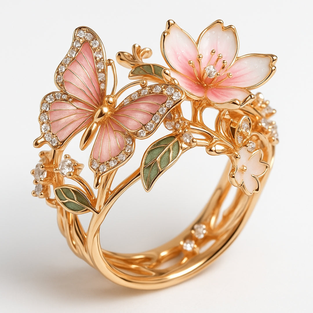 Meliora – Glittering Butterfly Ring featuring Zircon