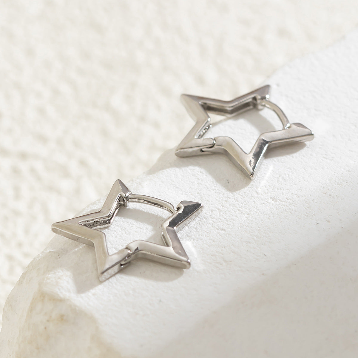 Star Huggie Earrings - Star Hoop