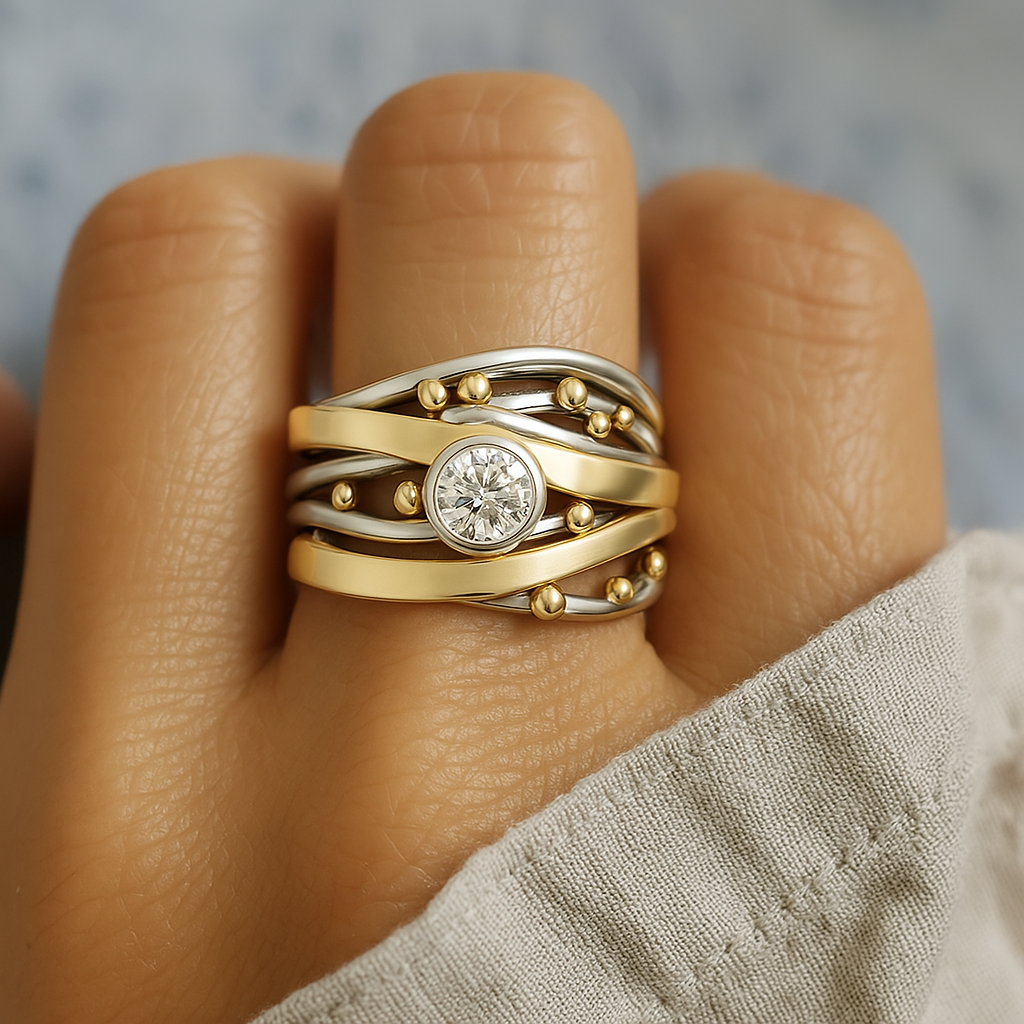 Dalia – Vintage Golden Ring with Set Zirconia