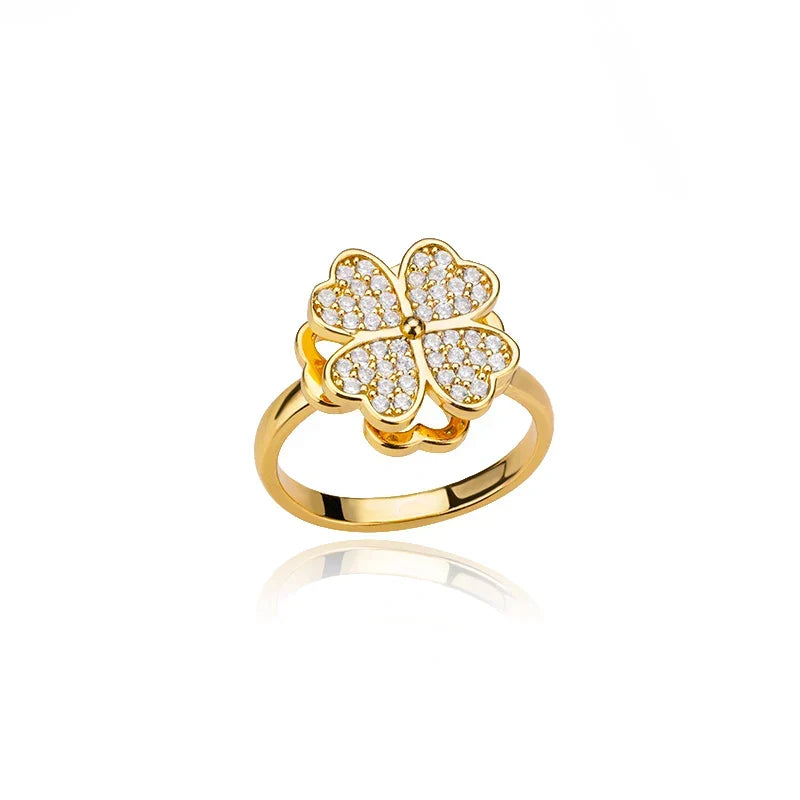 Dazel – Anti-Stress Spinning Ring Featuring Four-Leaf Clover