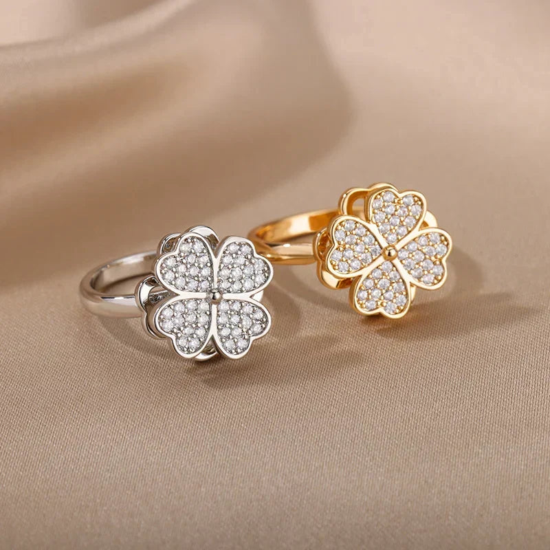 Dazel – Anti-Stress Spinning Ring Featuring Four-Leaf Clover