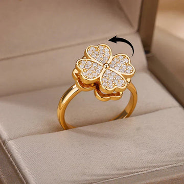 Dazel – Anti-Stress Spinning Ring Featuring Four-Leaf Clover