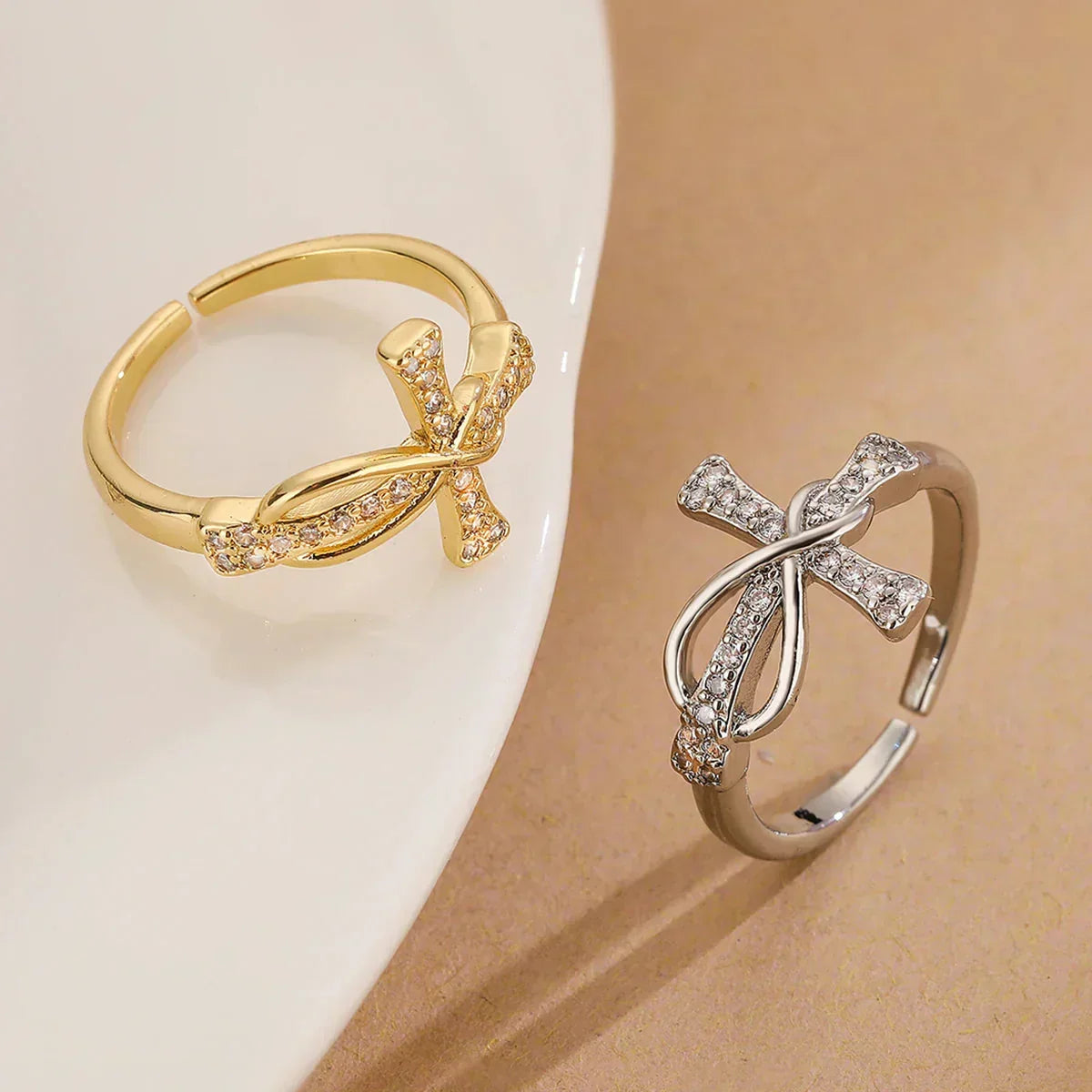Eliane – Ring with Christian Cross made of Zircon for Women