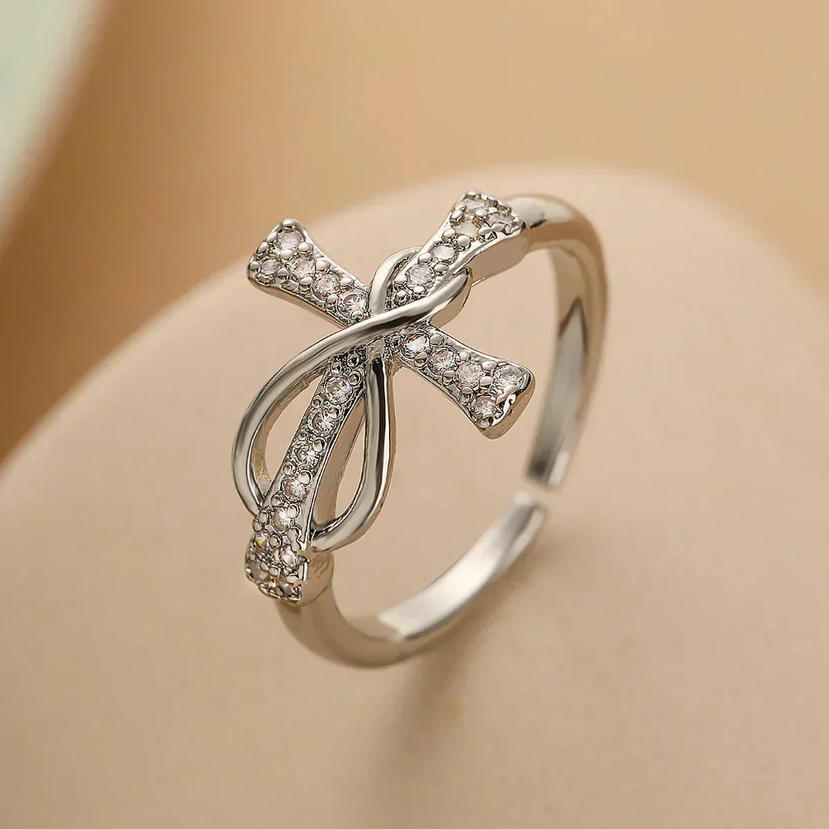 Eliane – Ring with Christian Cross made of Zircon for Women