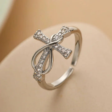 Eliane – Ring with Christian Cross made of Zircon for Women