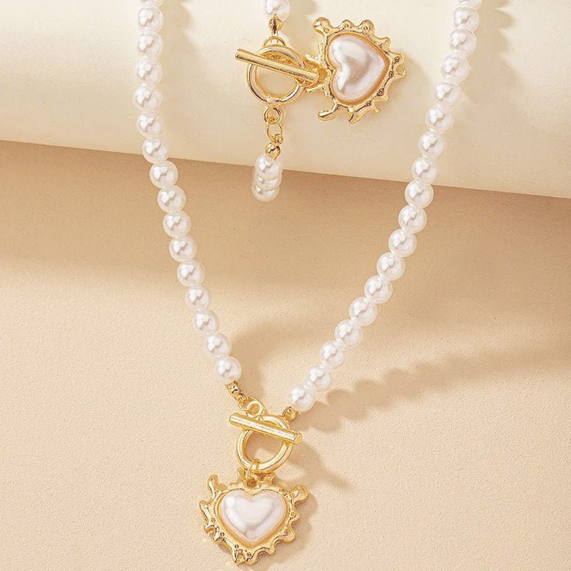 Lara – Set necklace & bracelet heart Pearl