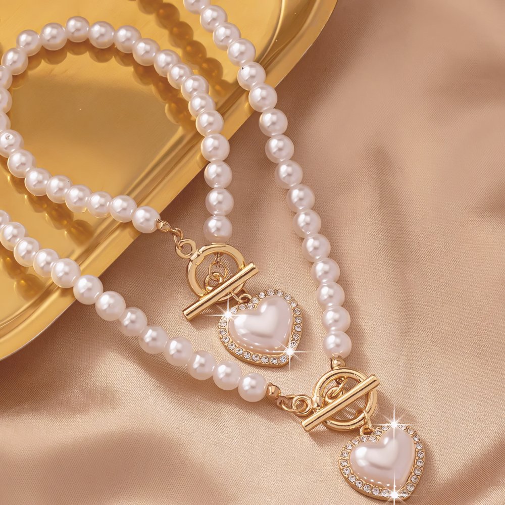 Lara – Set necklace & bracelet heart Pearl