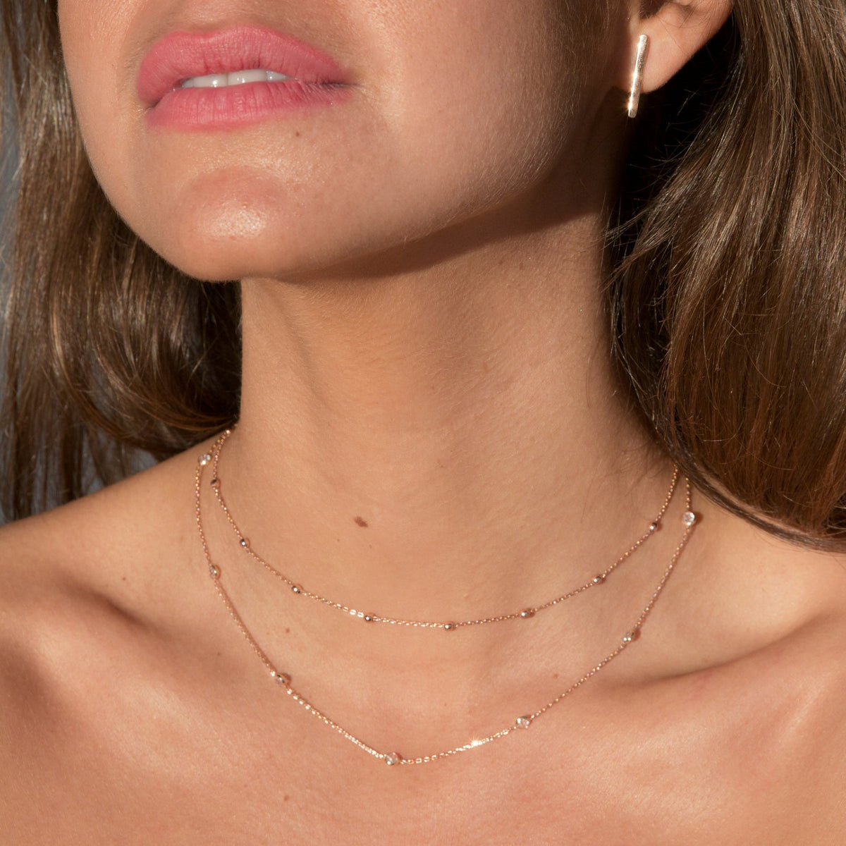 Ball Necklace Featuring Inlays - Necklace with Round Pearls