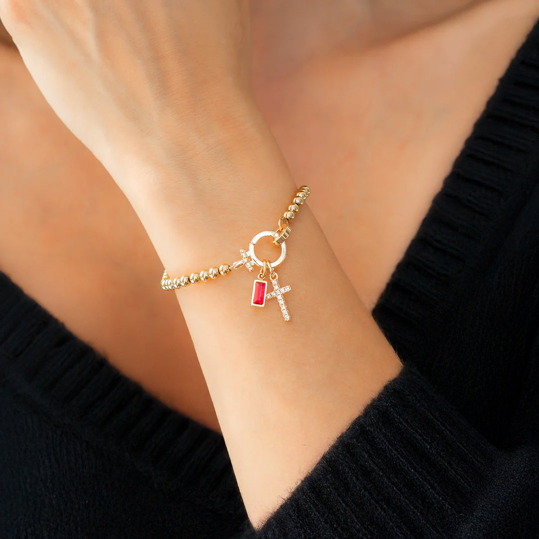 Eli – Birthstone Bracelet with Cross Pendant