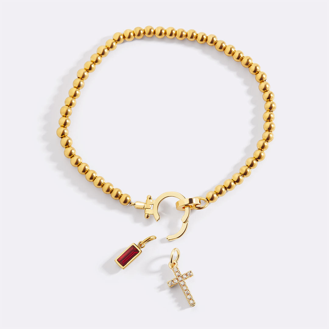 Eli – Birthstone Bracelet with Cross Pendant