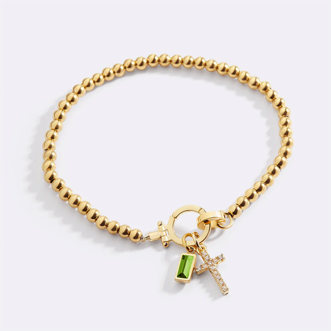 Eli – Birthstone Bracelet with Cross Pendant