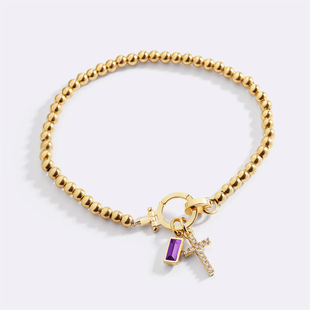 Eli – Birthstone Bracelet with Cross Pendant