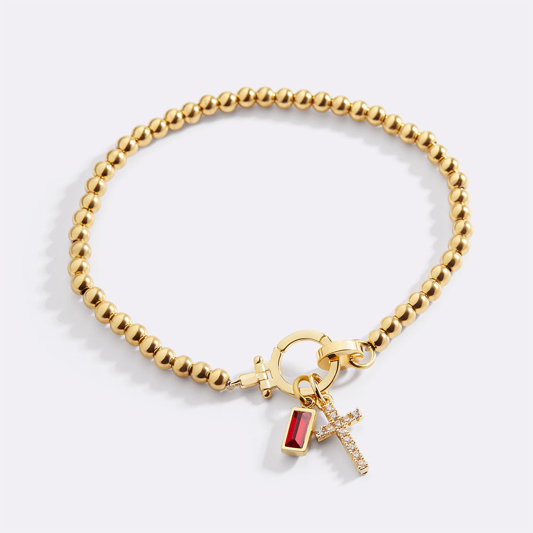 Eli – Birthstone Bracelet with Cross Pendant