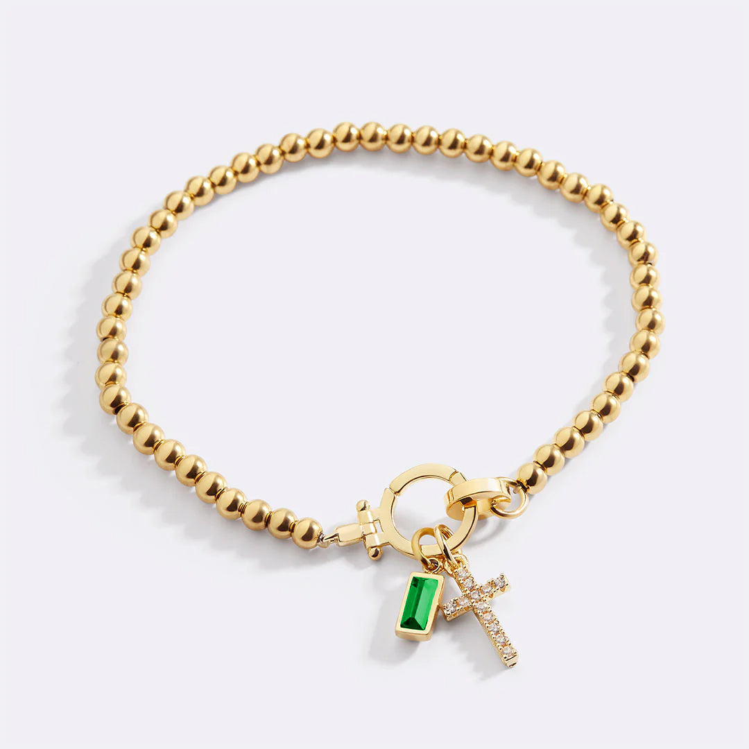 Eli – Birthstone Bracelet with Cross Pendant