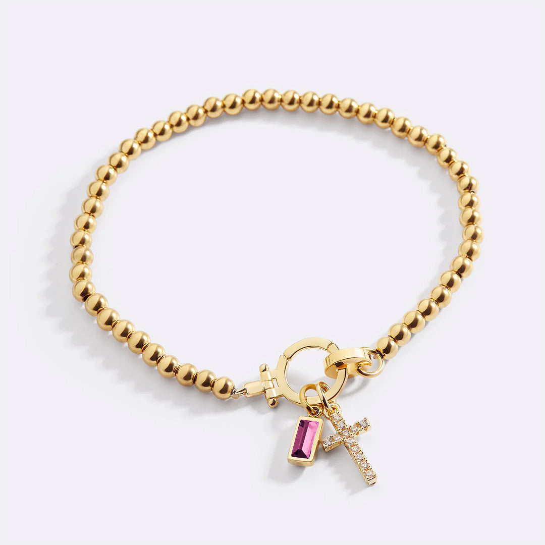 Eli – Birthstone Bracelet with Cross Pendant