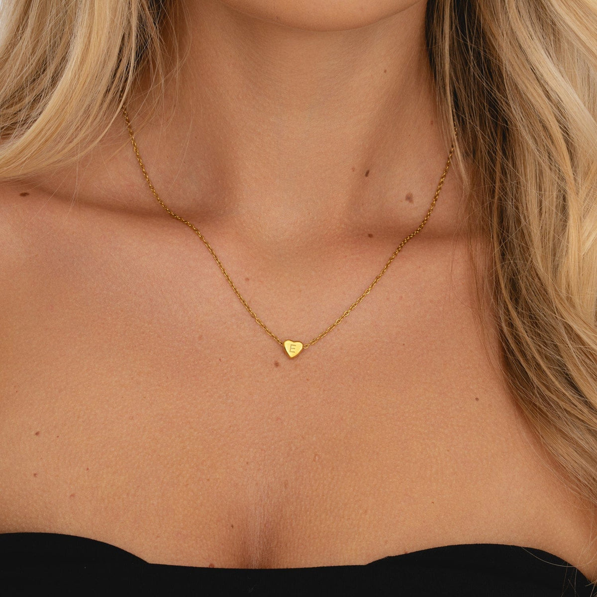 Amora – Heart Initials Necklace in Gold