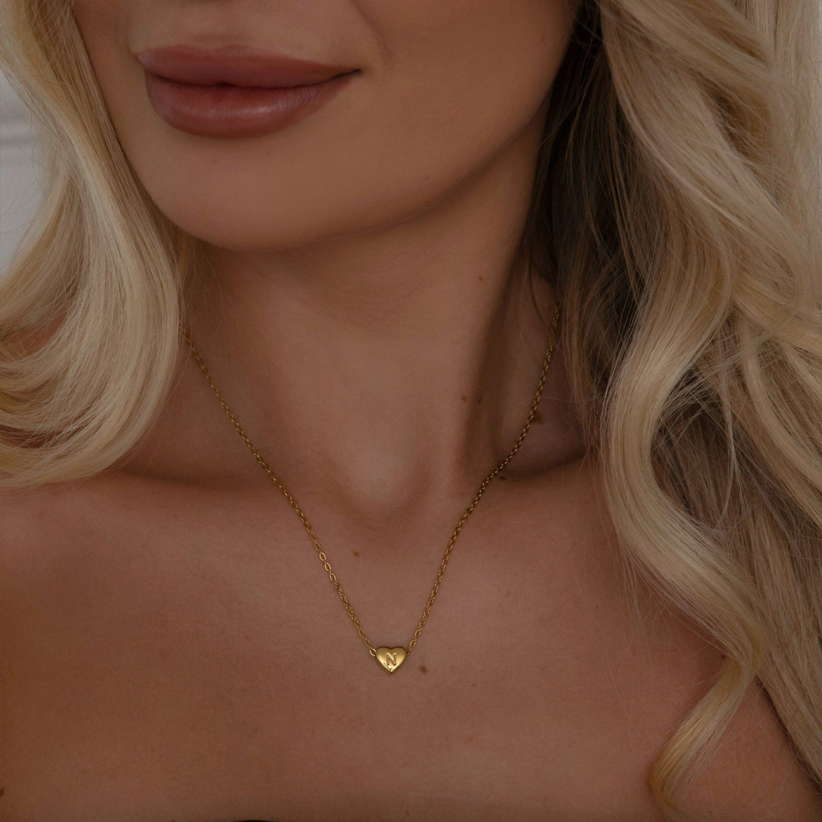 Amora – Heart Initials Necklace in Gold