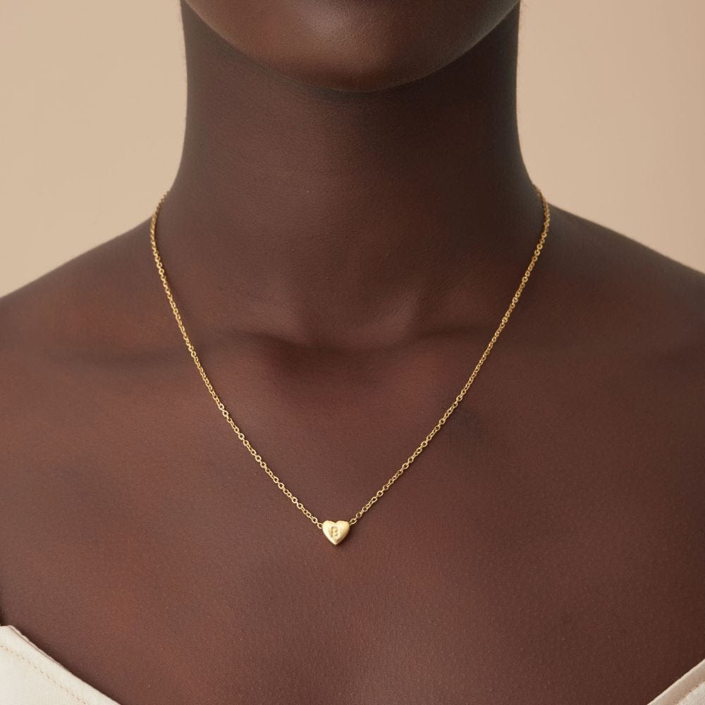 Amora – Heart Initials Necklace in Gold