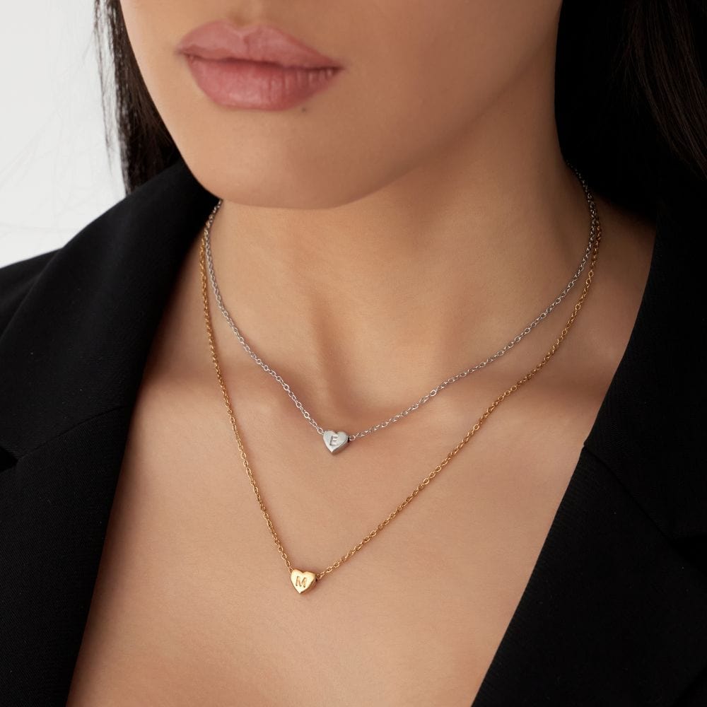Amora – Heart Initials Necklace in Gold