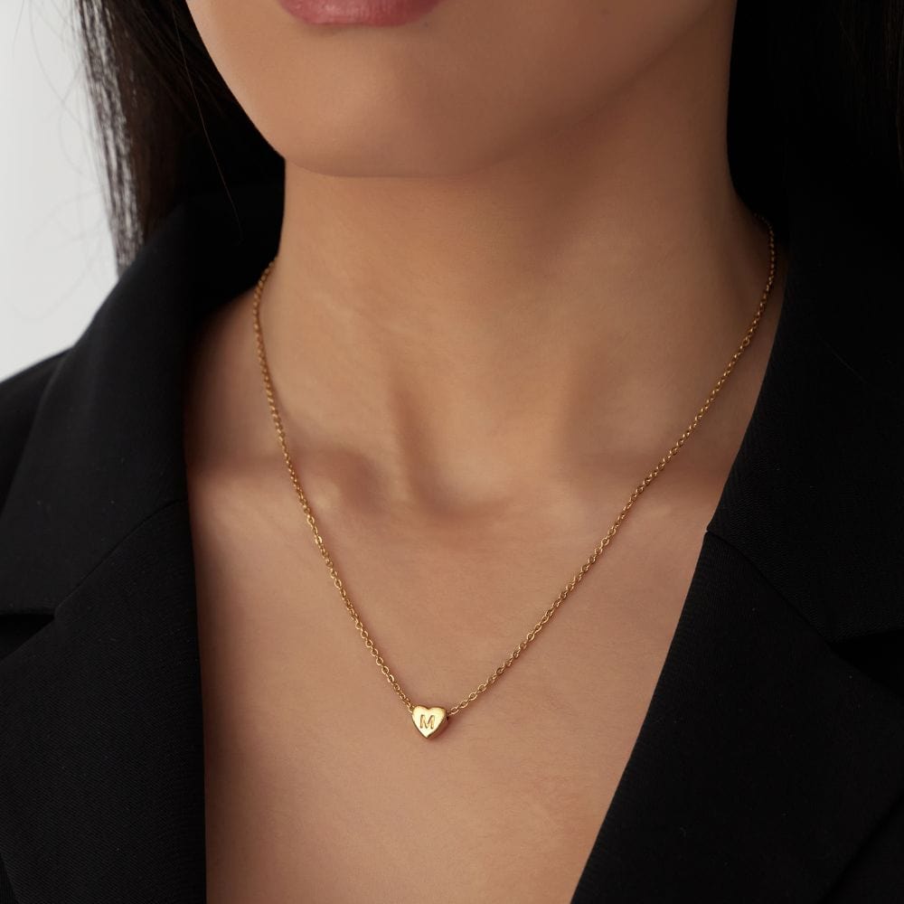 Amora – Heart Initials Necklace in Gold