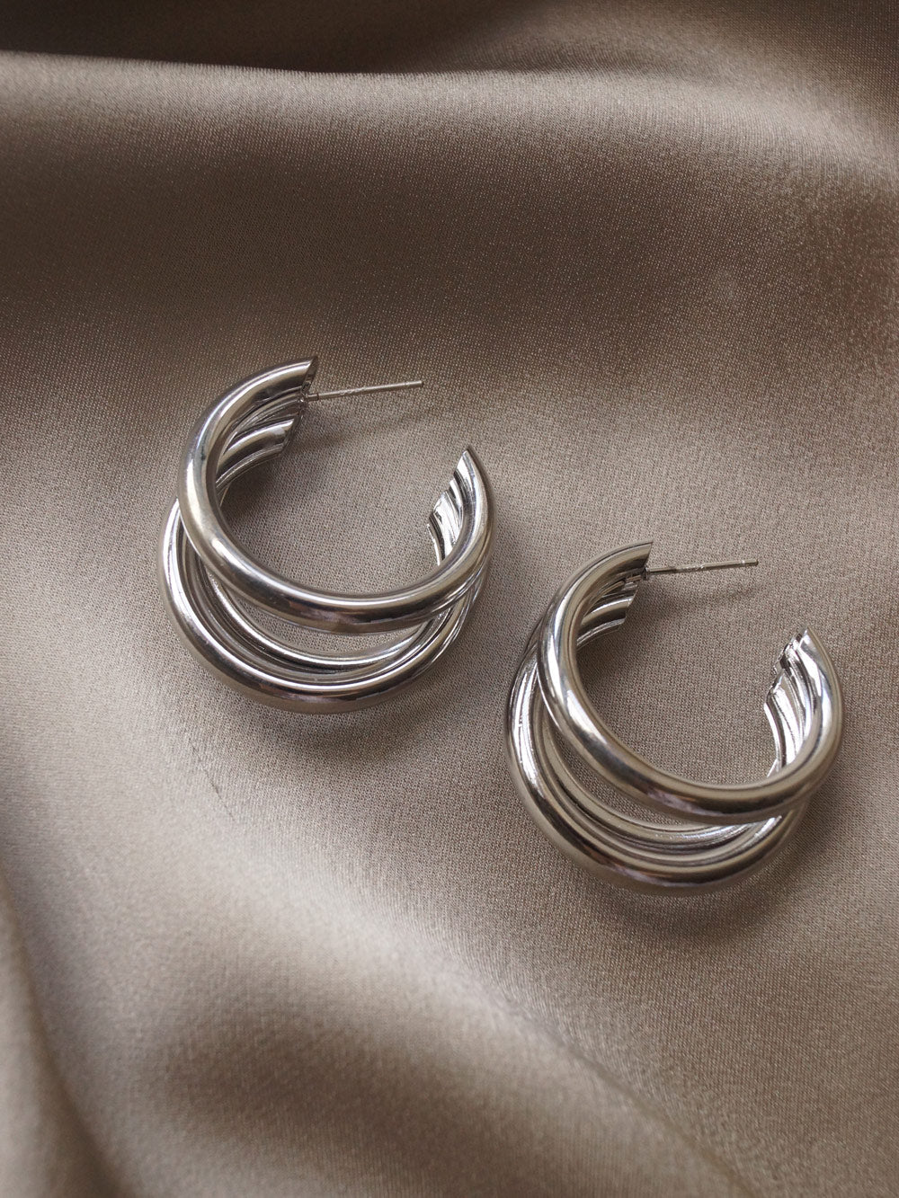 Mila - Silver Bold Triple Hoops