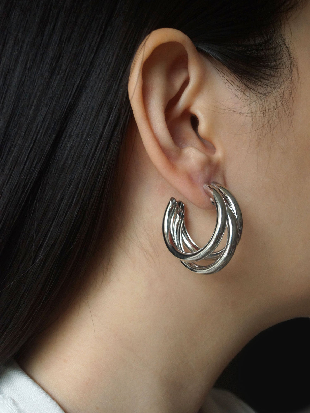 Mila - Silver Bold Triple Hoops