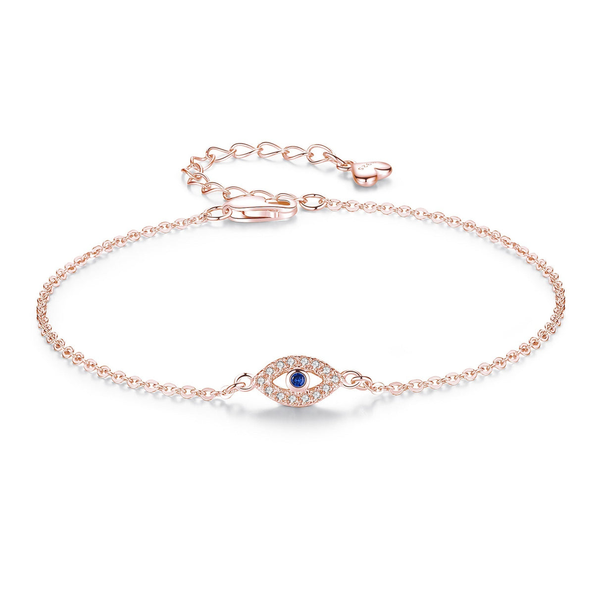 Gold Link Bracelet with Evil Eye - Evil Eye Pendant Bracelet