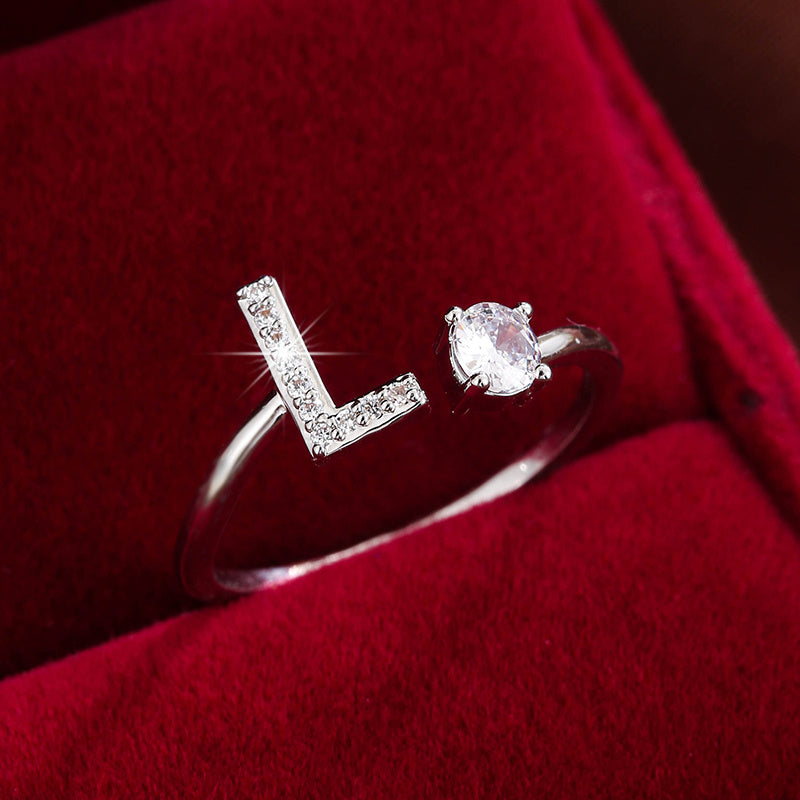Nova – Modern Open Ring with Initial and Zirconia