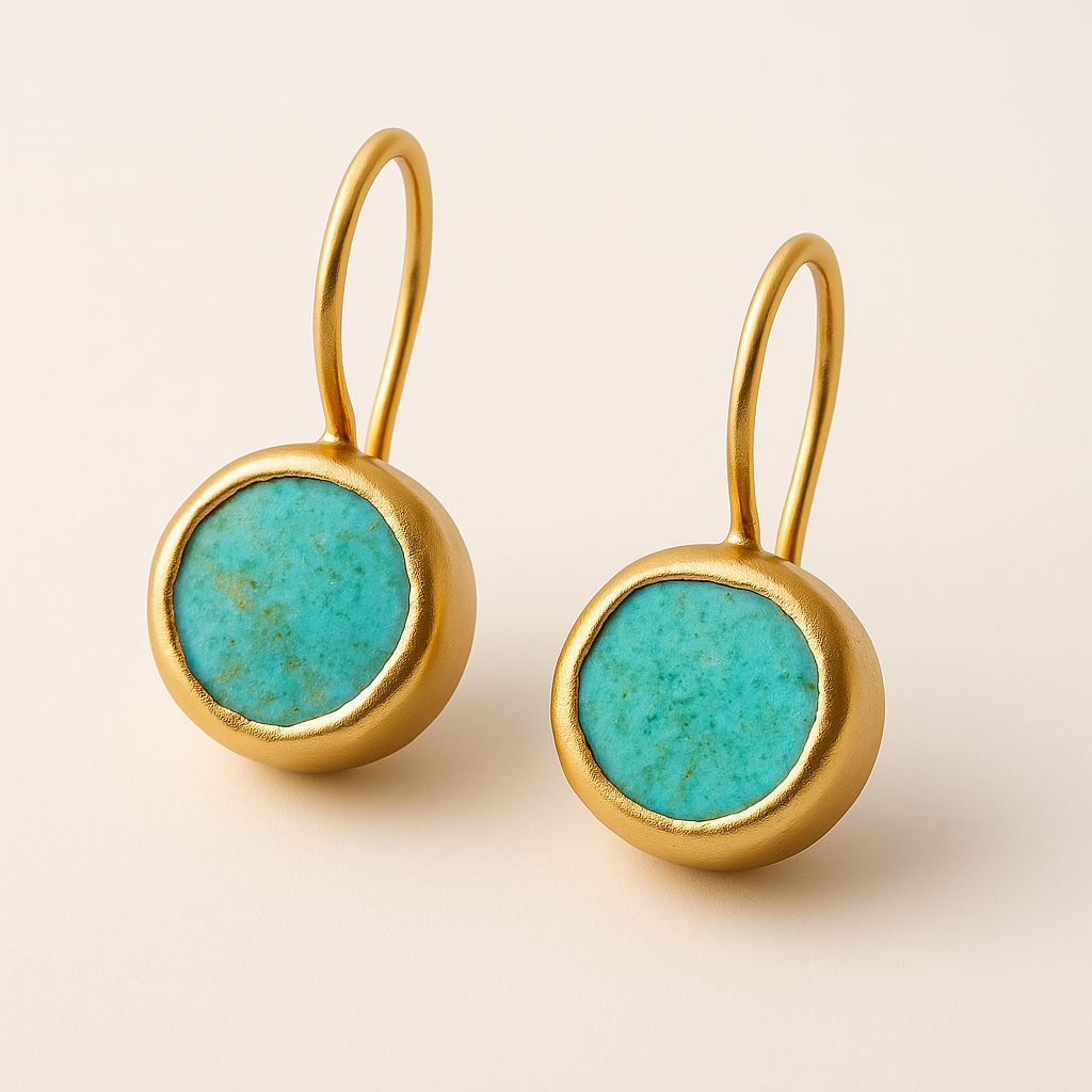 Maia – Golden Earrings Featuring Turquoise Stone