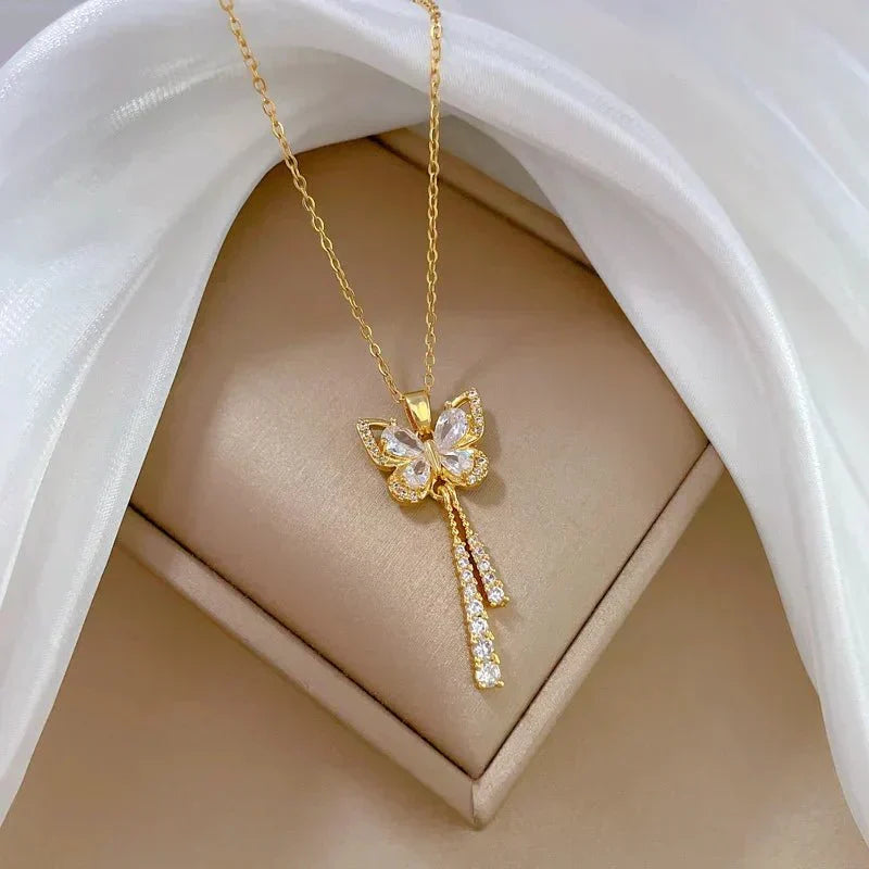 Avie – Shimmering Butterfly Necklace with Diamonds