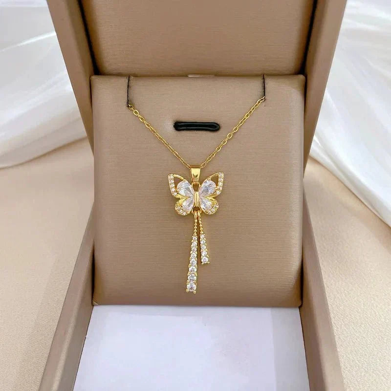 Avie – Shimmering Butterfly Necklace with Diamonds