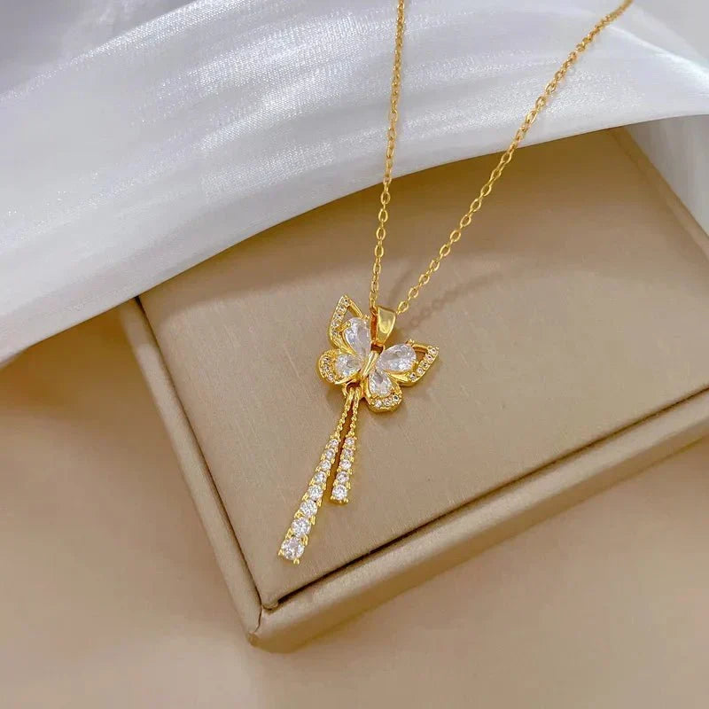 Avie – Shimmering Butterfly Necklace with Diamonds