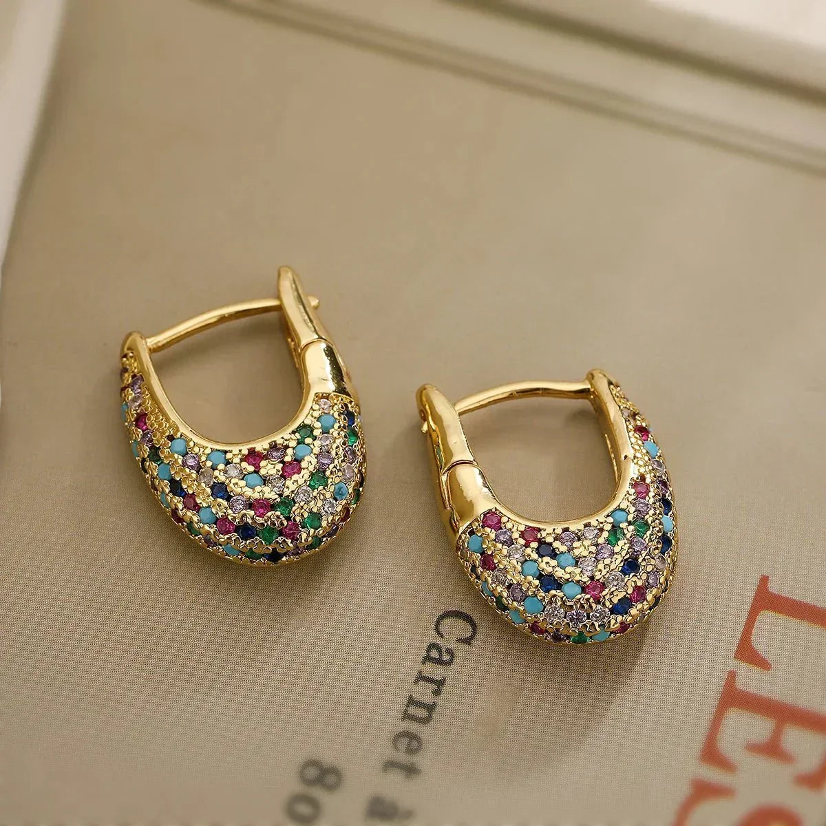 Hara – Wide Shiny Hoops Featuring Diamonds