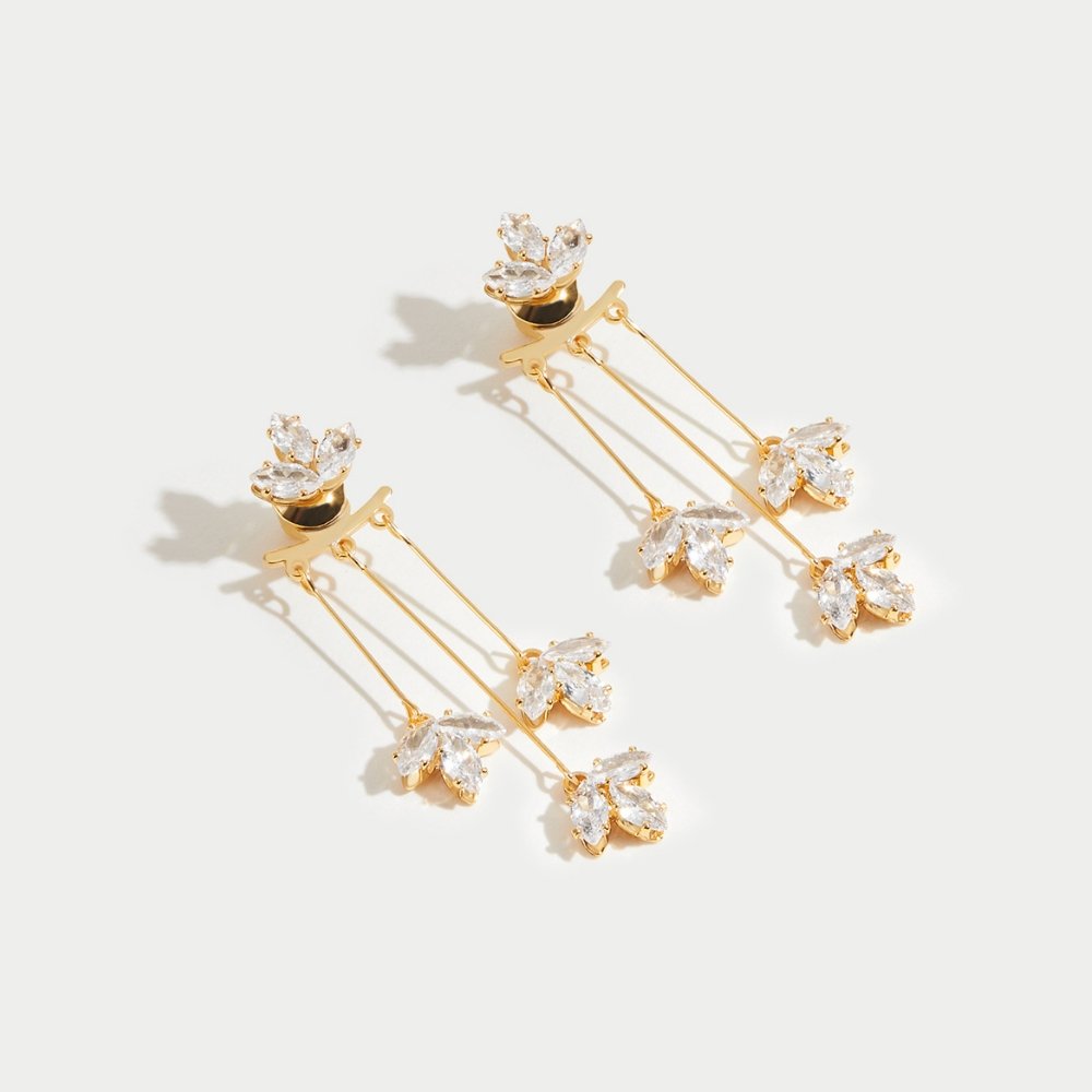 Maia - Crystal Lotus Waterfall Earrings