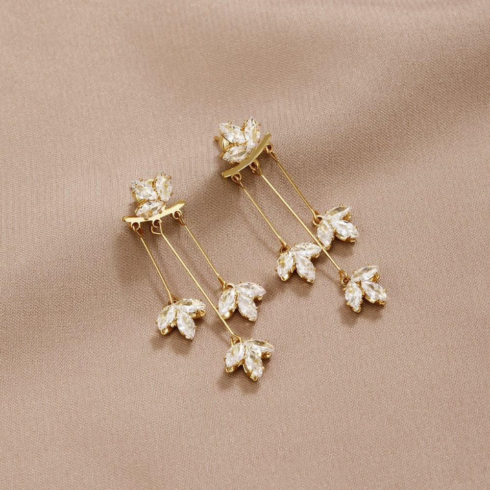 Maia - Crystal Lotus Waterfall Earrings