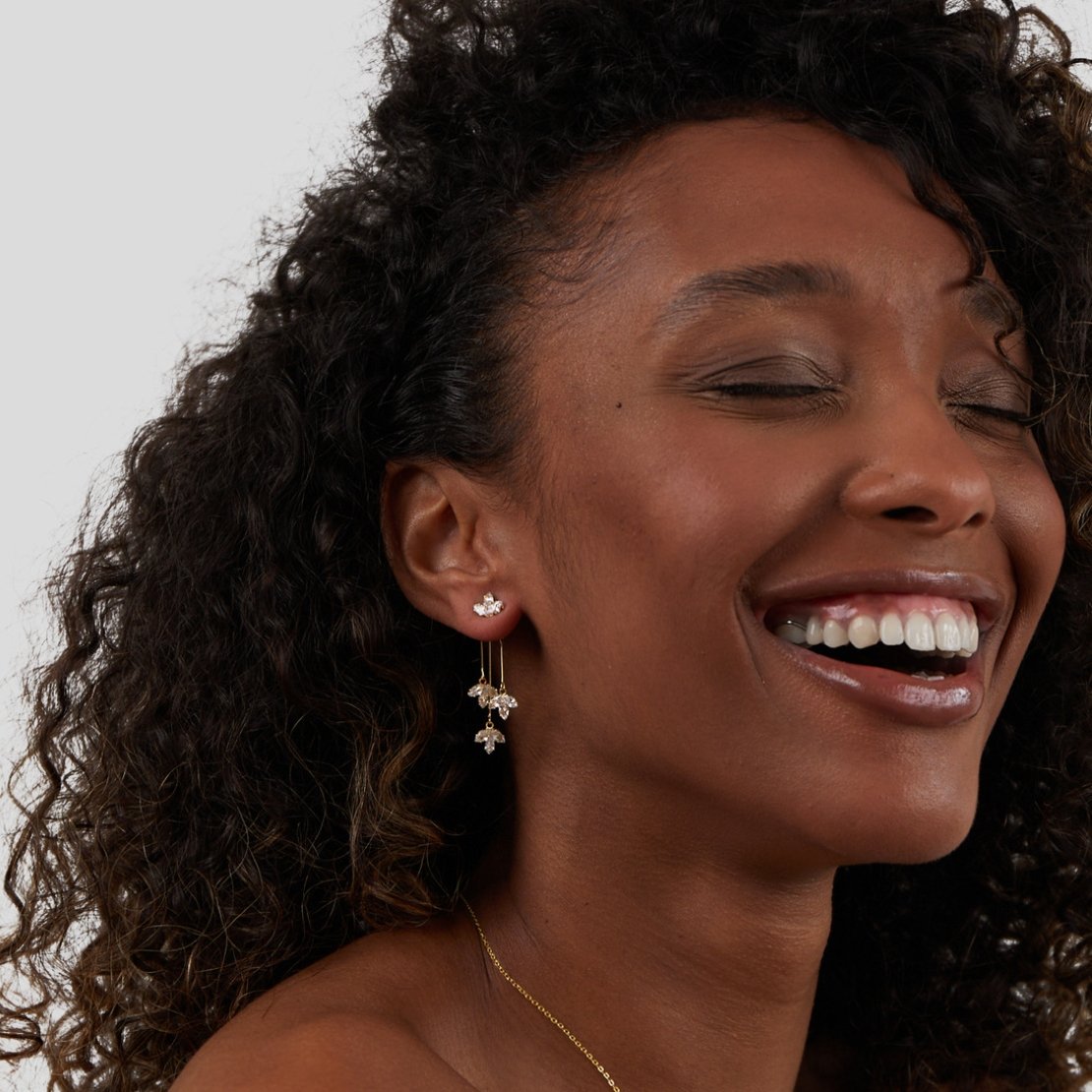Maia - Crystal Lotus Waterfall Earrings