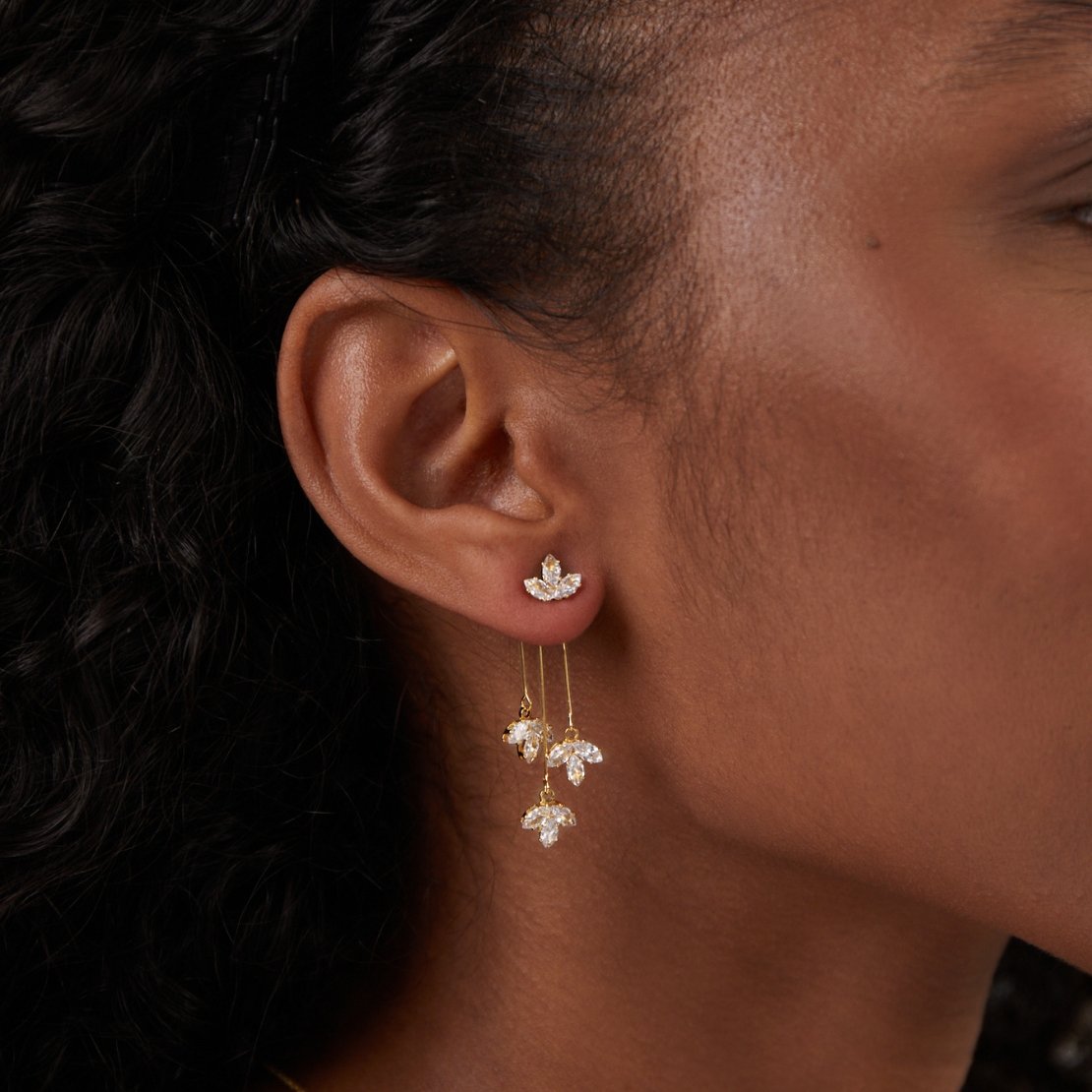 Maia - Crystal Lotus Waterfall Earrings