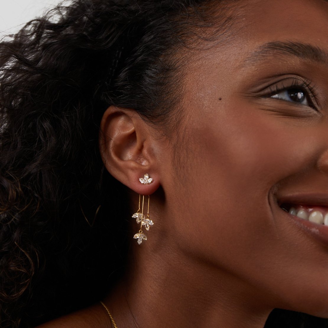 Maia - Crystal Lotus Waterfall Earrings