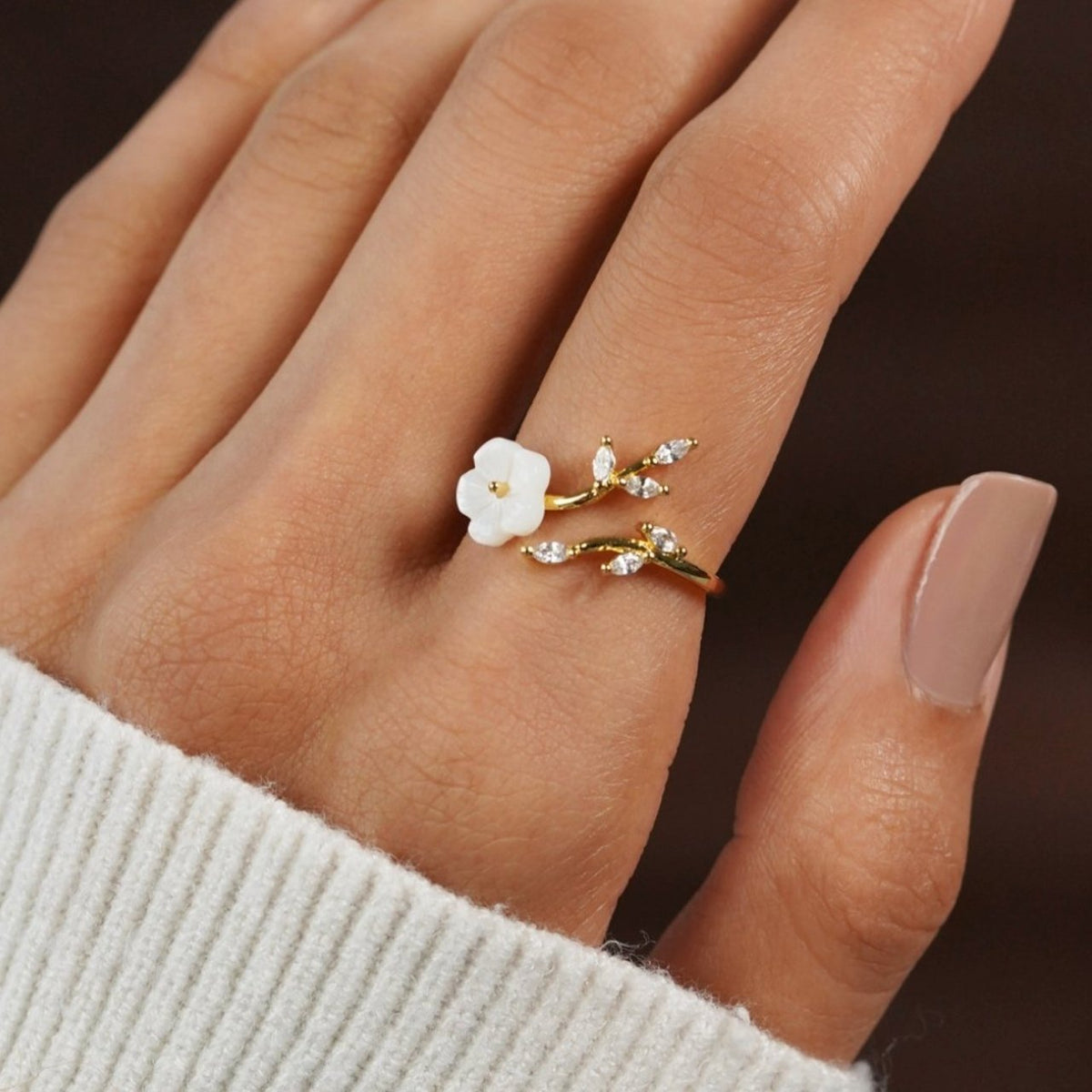 Wildflower Ring - Shell Crystal Petal Ring
