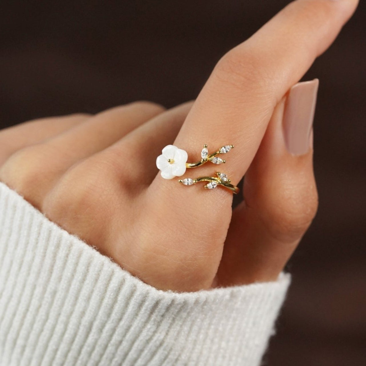 Wildflower Ring - Shell Crystal Petal Ring