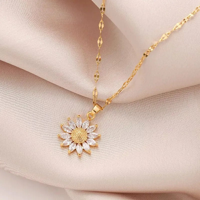 Jennie – Sunflower Necklace crafted from Crystal and Gold Plating