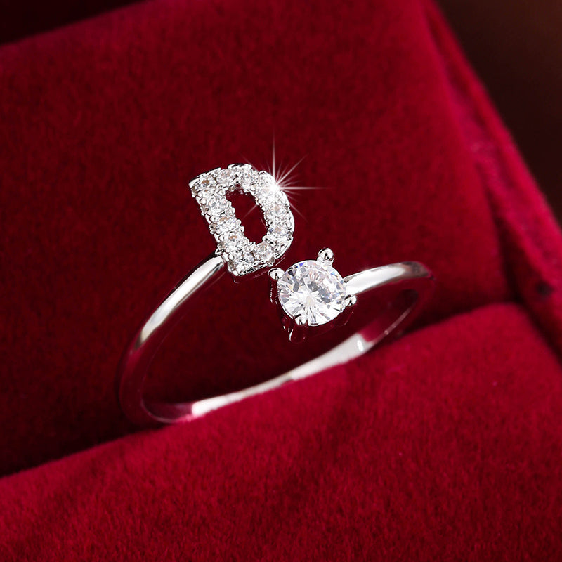 Nova – Modern Open Ring with Initial and Zirconia