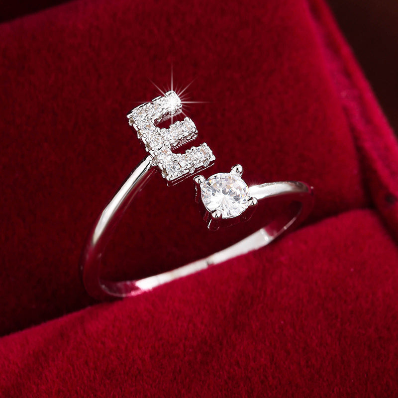 Nova – Modern Open Ring with Initial and Zirconia